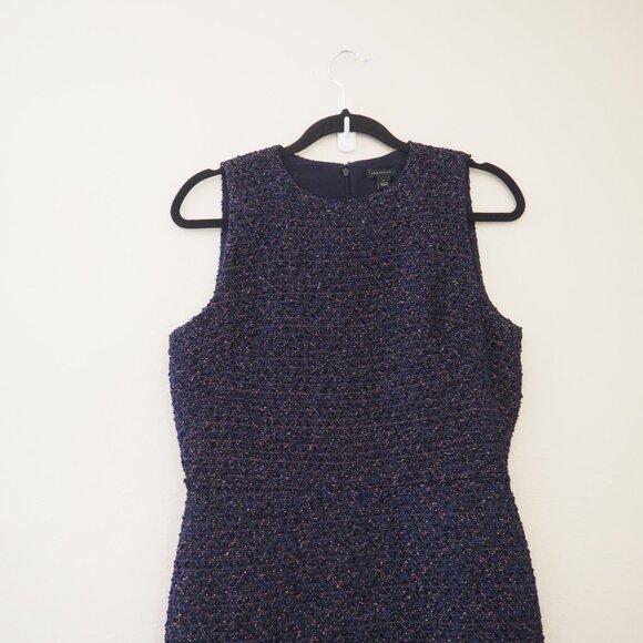 * Ann Taylor Navy Blue Sleeveless Tweed Sheath Dress sz 4 - Picture 3 of 8